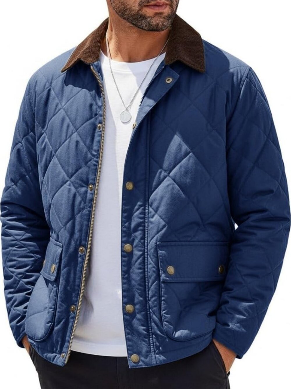 Stylish Men's Diamond Quilted Jacket | Fall Winter Casual Bomber Coat